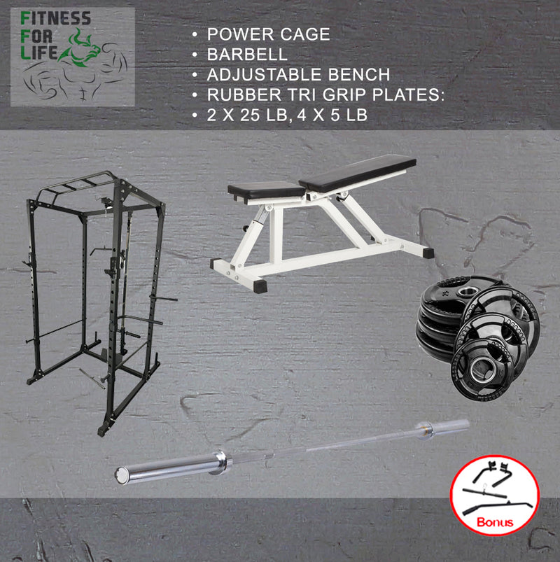 Load image into Gallery viewer, Power Rack Lat Pulldown Bundle (Rubber plates)
